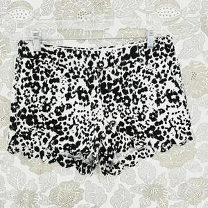 J. Crew Linen Blend Animal Printed Scallop Shorts Women's 6
